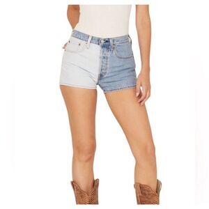 Levi’s 501 High Waisted Mom Jean Shorts In Pinch Stone Wash / Dark Wash Sz 34